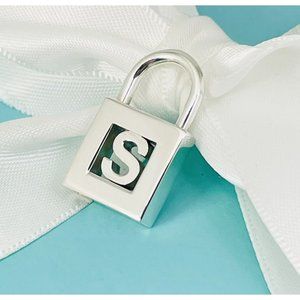 Tiffany & Co Sterling Silver Letter "S" Alphabet Initial Padlock Charm Pendant